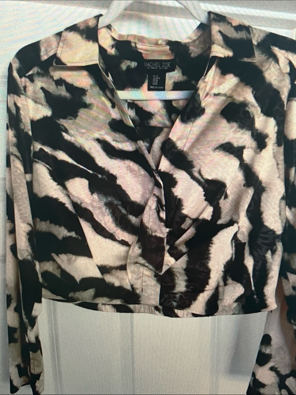 Rachel Zoe Black Cream Abstract Button-Down Shirt